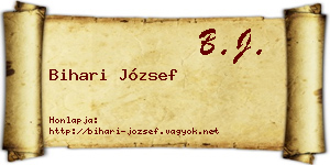Bihari József névjegykártya